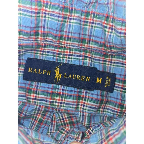 Ralph Lauren Mens Blue Shirt Medium Plaid Long Sleeve Button-Down - Picture 6 of 8